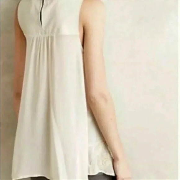 Anthropologie Leifsdottir beige eyelit leather top - Picture 2 of 13